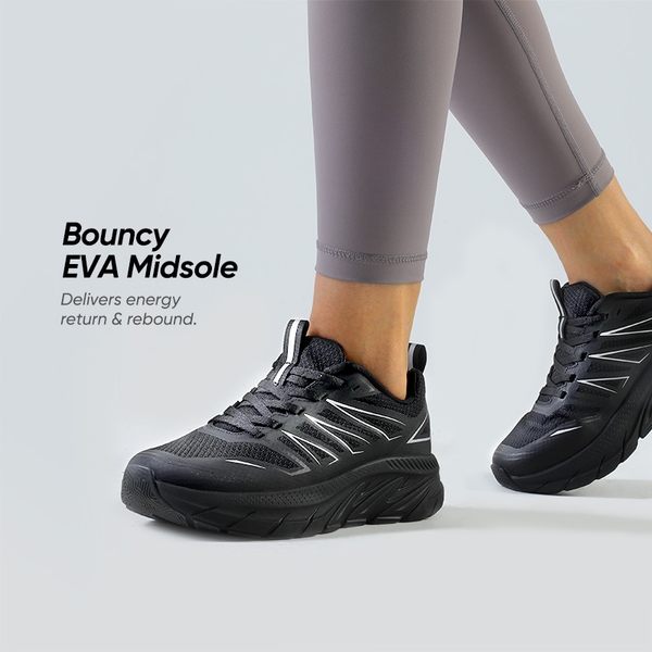 [ActiveSwift] Women's Breathable Gym & Workout Sneakers - ALL BLACK - 1